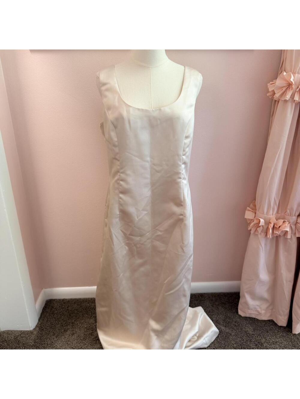 Vintage Ever Beauty champagne satin formal gown size 14
